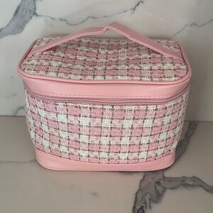Ulta beauty Elegant Pink white and gold Tweed Women's makeup cosmetic bag